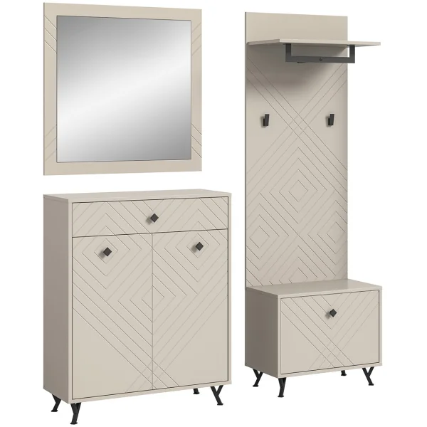 Notes Garderobenmöbel Set matt beige.