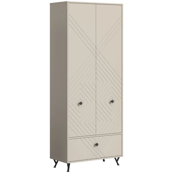 Notes Kleiderschrank 2 Türen 1 Klapptür matt beige.