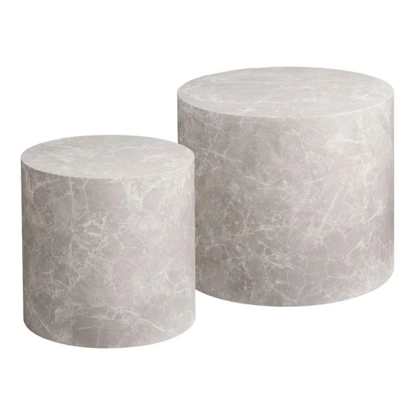 Nuuk Couchtisch Set mit 2 Marmor Dekor beige.