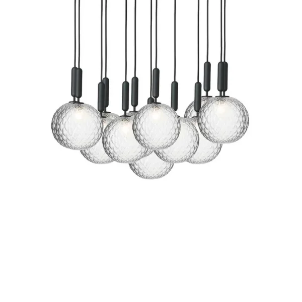 Nuura Aps - Miira 13 Kronleuchter Large Rock Grey/Optic Clear Nuura
