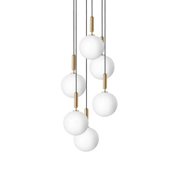 Nuura Aps - Miira 6 Kronleuchter Large Brass/Opal White Nuura