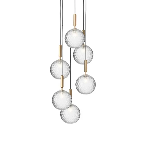 Nuura Aps - Miira 6 Kronleuchter Large Brass/Optic Clear Nuura