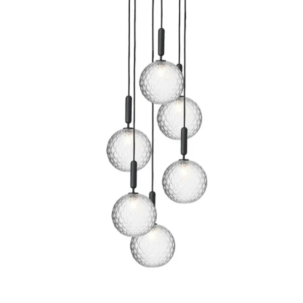 Nuura Aps - Miira 6 Kronleuchter Large Rock Grey/Optic Clear Nuura