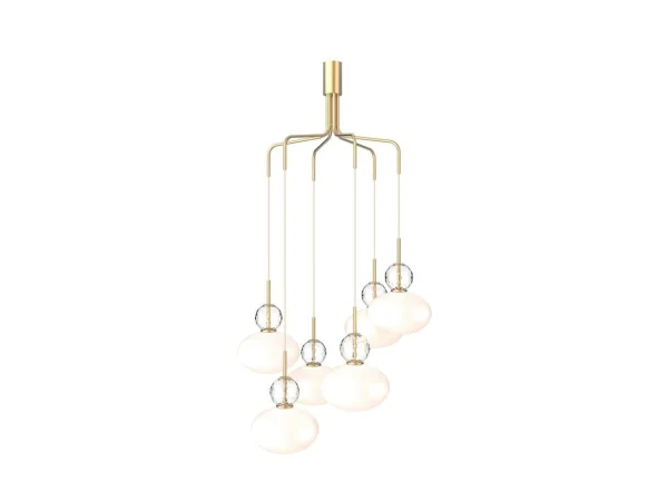 Nuura - Rizzatto Cluster 6 Kronleuchter Satin Brass/Opal