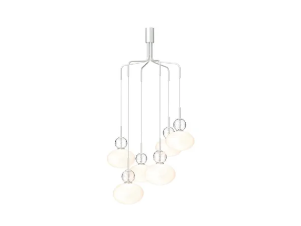 Nuura - Rizzatto Cluster 6 Kronleuchter Satin Silver/Opal