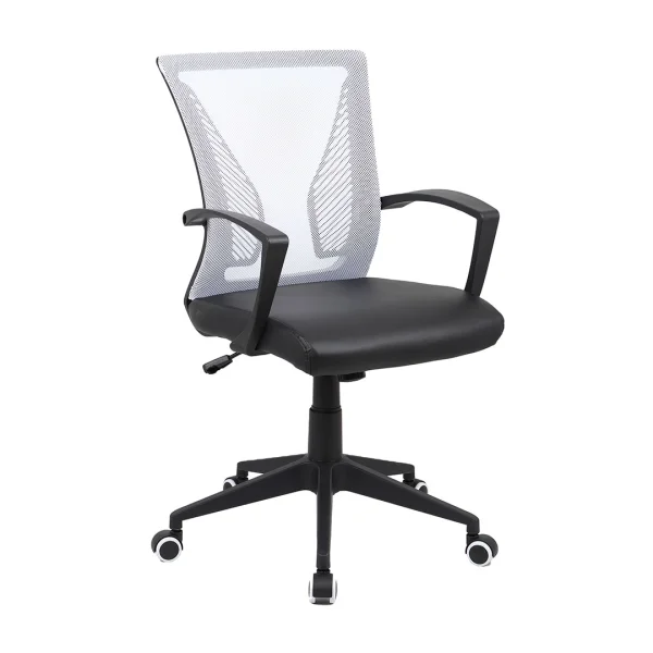 OffiloPU Bürostuhl mit Armlehne schwarz weiß.