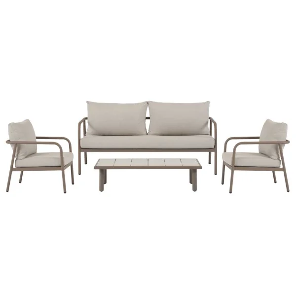 Olga Sofasatz 4 Teile mit Kissen Nussbaum,natur,beige.
