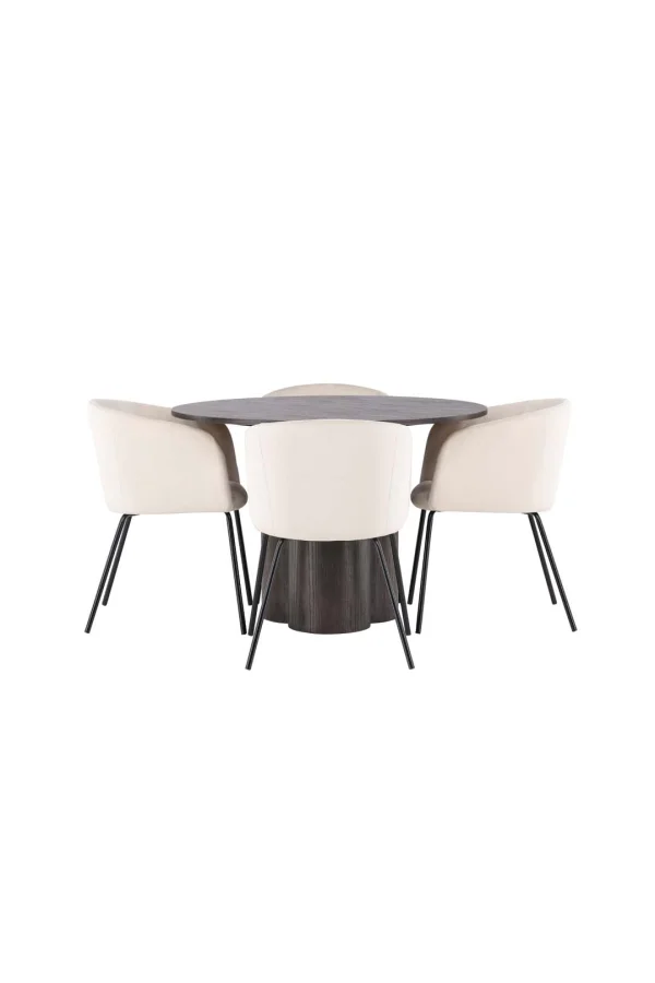 Olivia Essgruppe Tisch mocca und 4 berit Stühle beige.