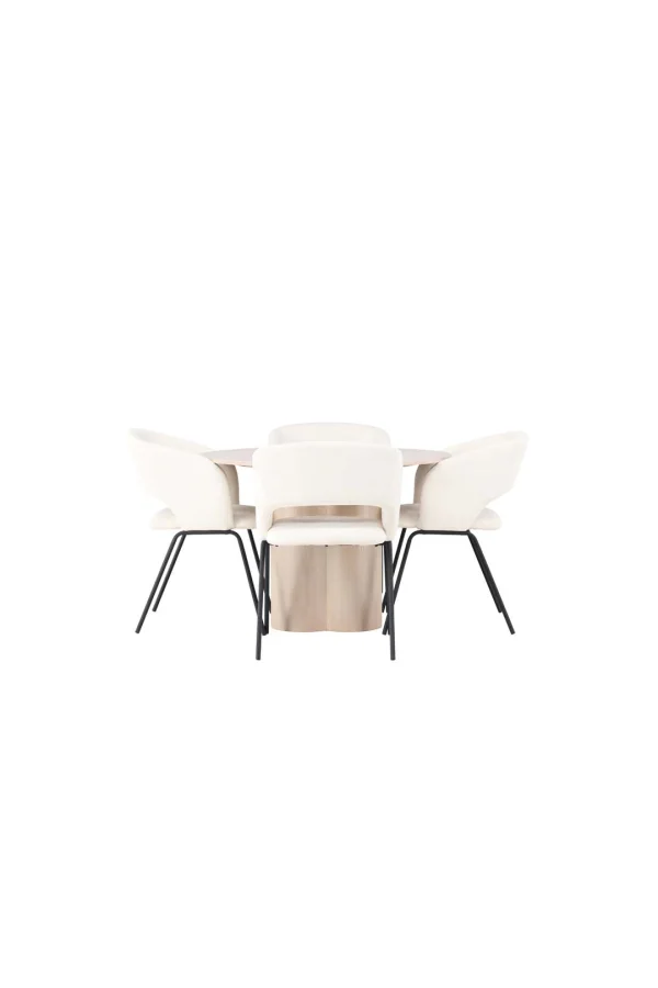 Olivia Essgruppe Tisch whitewash und 4 Day Stühle offwhite.