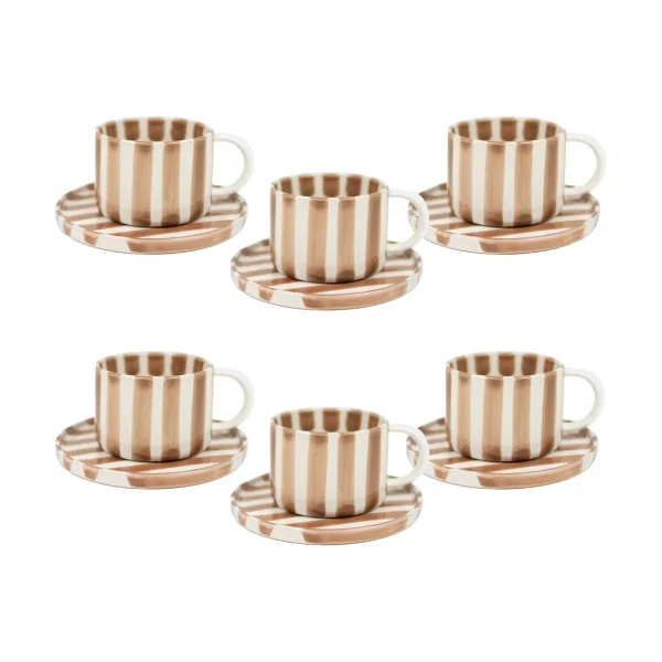 Olsson & Jensen Monica Tasse mit Untertasse 6er-Pack - Beige Beige