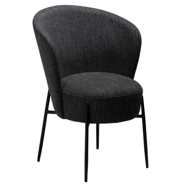 Orbit Esszimmerstuhl Bouclé schwarz.