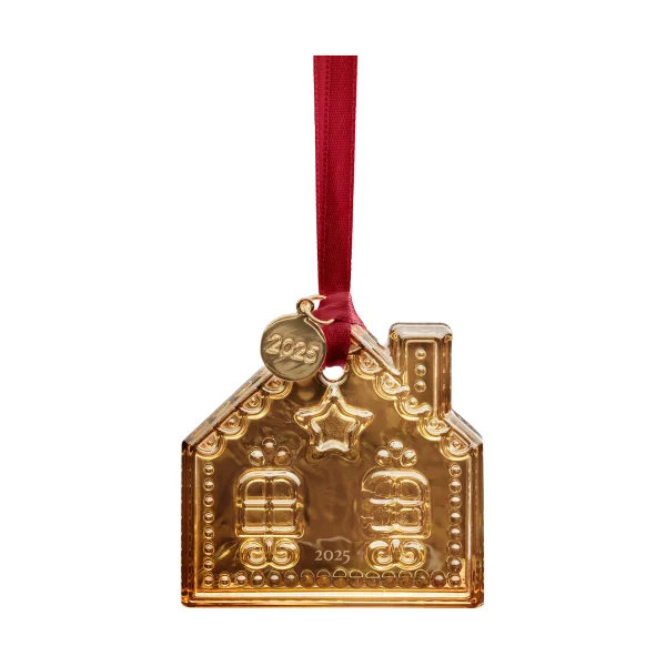 Orrefors Annual holiday ornament Weihnachtsschmuck Lebkuchenhaus 2025, 21 K gold