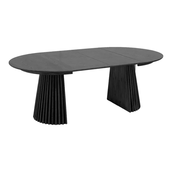Osaka Esstisch Inkl. 2 Ansteckplatten, ø120x120-160-200cm schwarz.