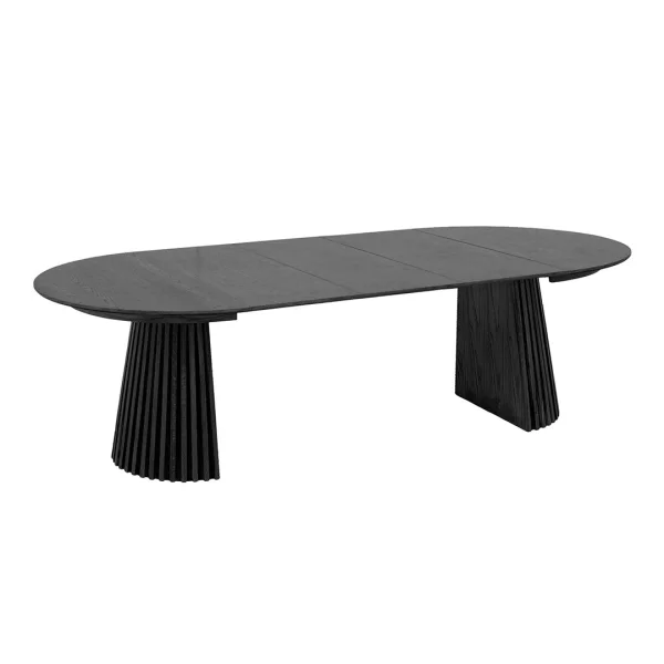 Osaka Esstisch Inkl. 3 Ansteckplatten, ø120x120-160-200-240cm schwarz.