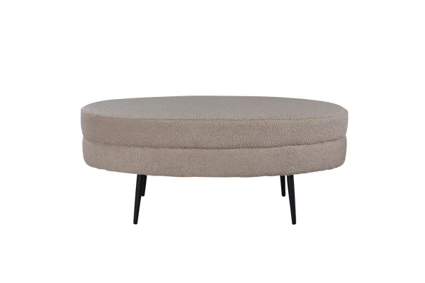 Otto Pouf, Hocker Teddystoff beige, schwarz.