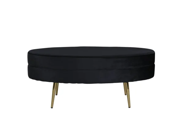 Otto Pouf, Hocker Velour schwarz, Messing.
