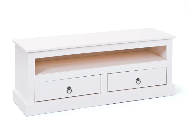Pall TV Tisch 2 Schubladen, 1 Fach, weiss.