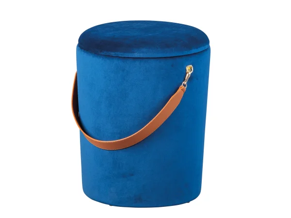 Pampurs Fusshocker, Hocker mit Aufbewahrung blau und braun.