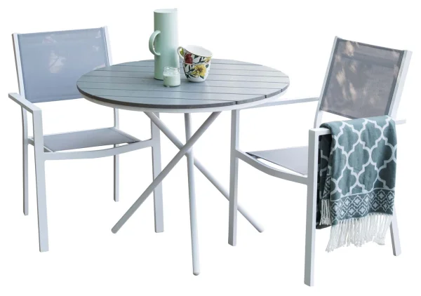 Parma Gartenset Tisch, 2 Stühle grau.