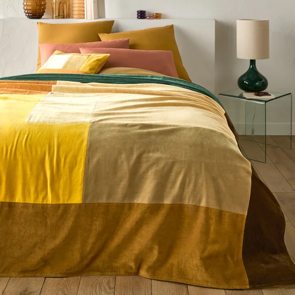 Patchwork-tagesdecke Tadeo, Baumwollsamt 180 x 230 cm
