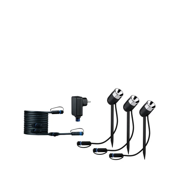 Paulmann - Plug & Shine 3 LED Garten Leuchte Pike IP65 Anthracite