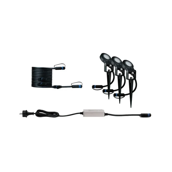 Paulmann - Plug & Shine 3 LED Gartenleuchte Sting IP67 Anthracite
