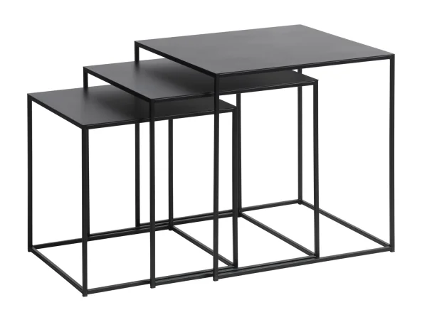 Pebble Couchtisch Einschubtische-Set 3-tlg. schwarz.