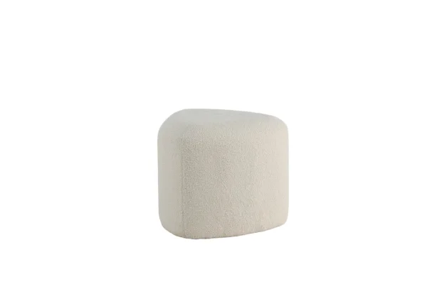 Peg Pouf, Hocker Ø46cm Teddystoff weiß.