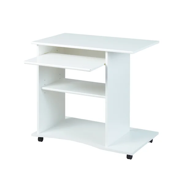 Pemos Schreibtisch 1 Ablage, 1 Tastaturauszug, weiss.
