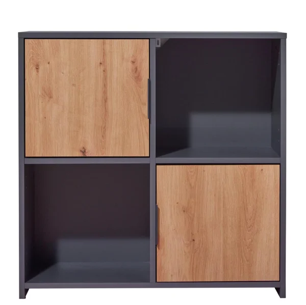 Pepeto Regal 2 Türen, 2 Ablagen grau, Artisan Eiche dekor.