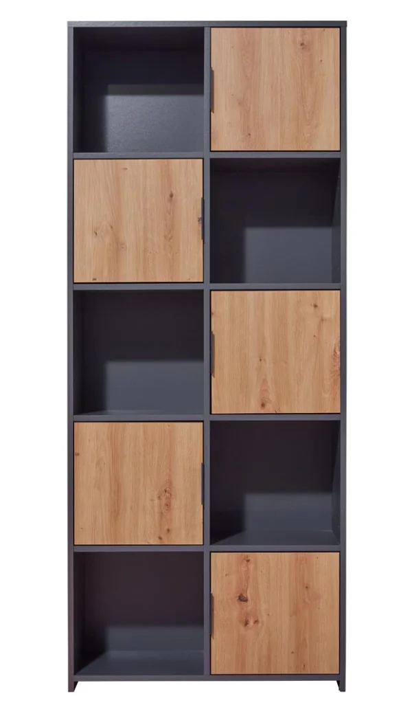 Pepeto Regal 5 Türen, 5 Ablagen grau, Artisan Eiche dekor.