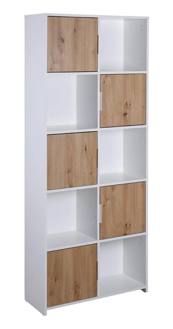 Pepeto Regal 5 Türen, 5 Ablagen weiß, Artisan Eiche dekor.