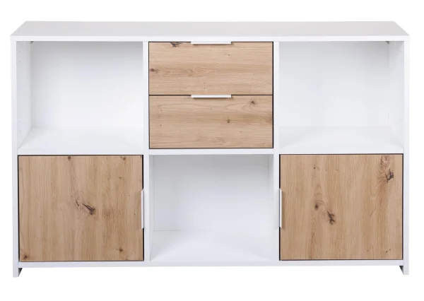 Pepeto Sideboard 2 Schubladen, 2 Türen, 3 Ablagen weiß, Artisan Eiche dekor.