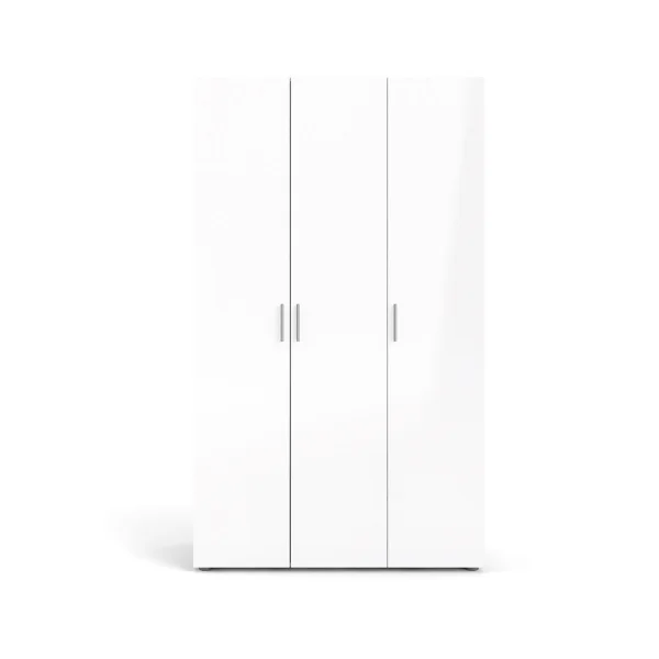 Petra Kleiderschrank mit 3 Türen , eiche dekor,weiss hochglanz.