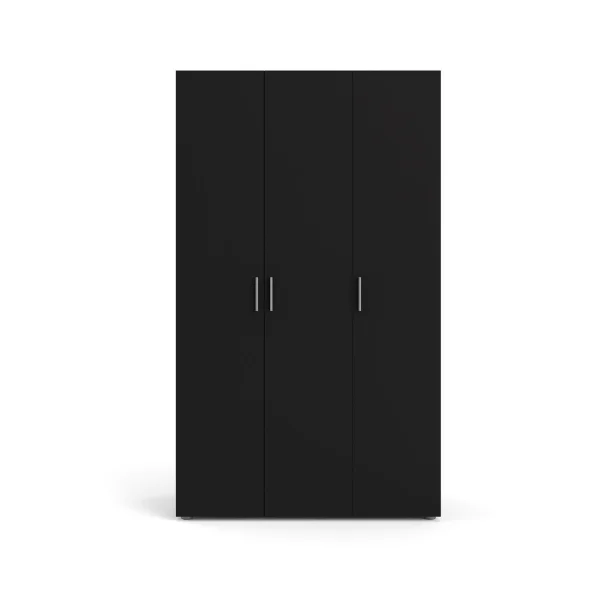 Petra Kleiderschrank mit 3 Türen, mattschwarz.