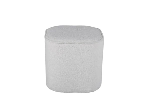 Piff Pouf, Hocker Ø44cm Teddystoff weiß.
