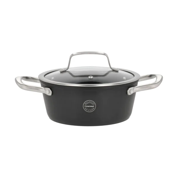 Pillivuyt Travo Topf mit Glasdeckel 2,1 l Schwarz-Aluminium