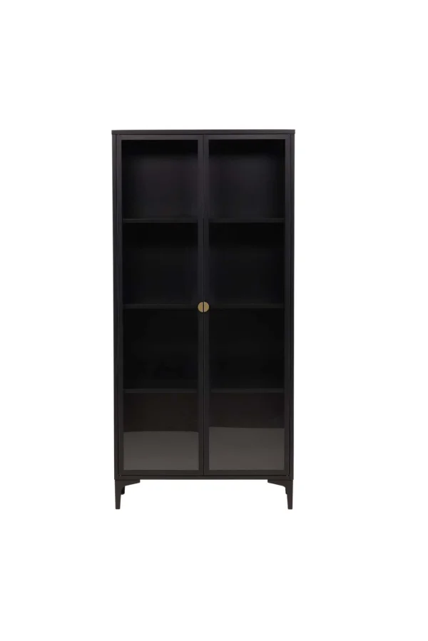 Piring Vitrinenschrank 2 Glastüren schwarz.