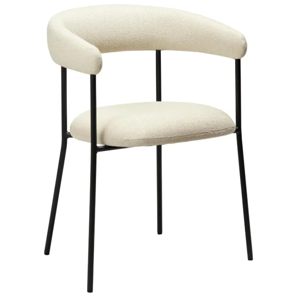 Plenti Esszimmerstuhl mit Armlehnen Bouclé weiß.