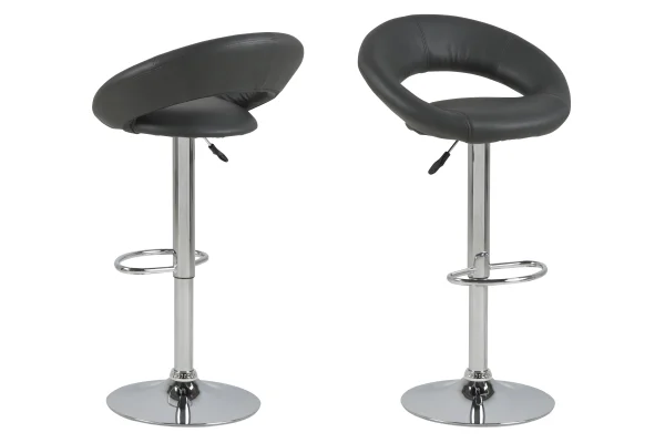 Plus Barhocker grau PU Kunstleder, Chrom.