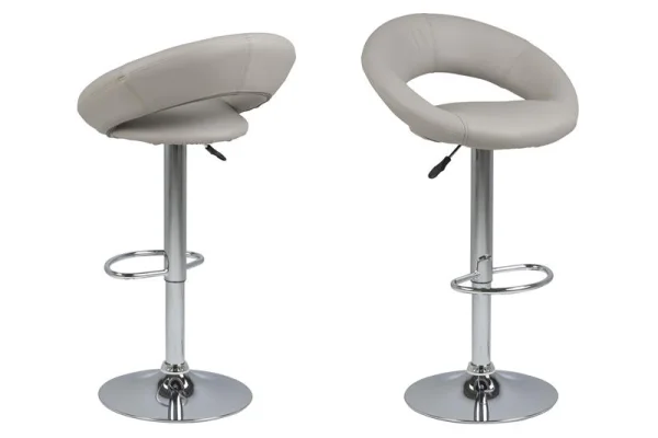 Plus Barhocker in taupe Kunstleder mit Chrom Fuss und Gasdruckfeder.