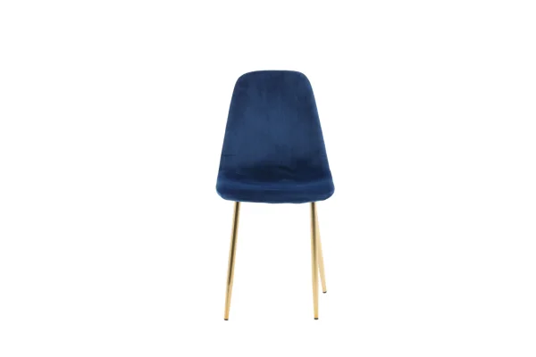 Polar Esszimmerstuhl Velour blau, Messing dekor.