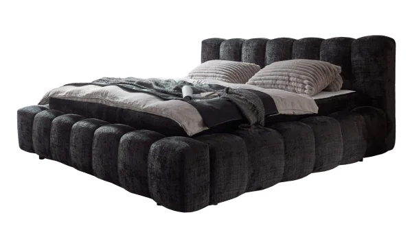 Polsterbett 180 x 200 cm schwarz Chenille - BEXLEY