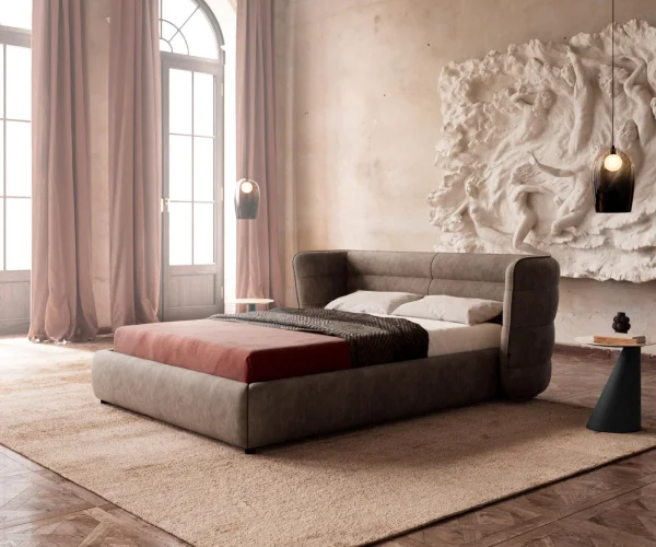 Polsterbettgestell Simea 140x200 cm Mikrofaser Taupe Vintage