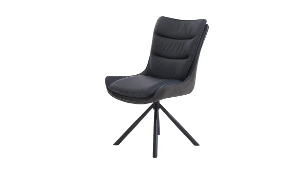 Polsterstuhl Schalenstuhl Echtleder schwarz - drehbar - MAURICE