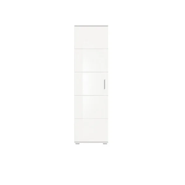 Prego Kleiderschrank 1 Tür, 1 Kleiderstange Hochglanz weiß,weiß.