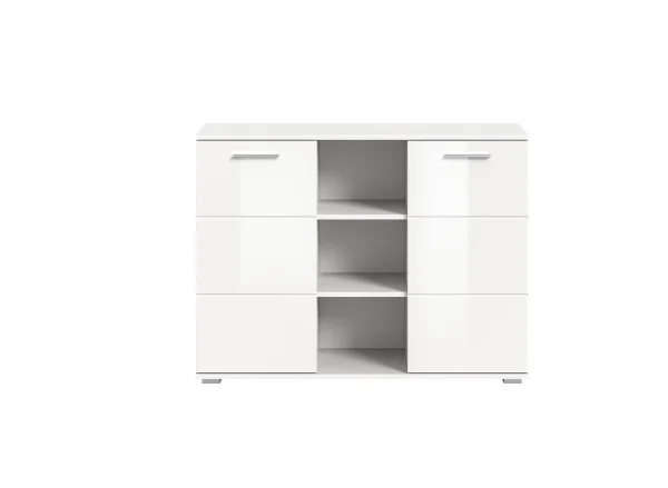 Prego Sideboard 2 Türen, 3 raum Hochglanz weiß,weiß.