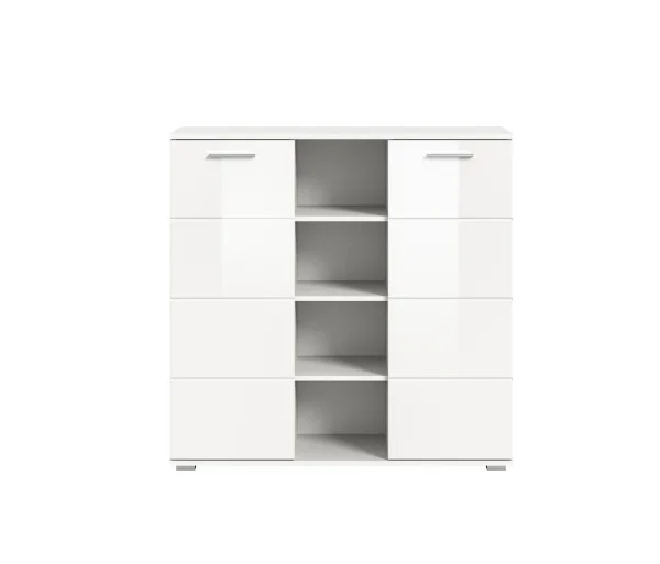 Prego Sideboard 2 Türen, 4 raum Hochglanz weiß,weiß.