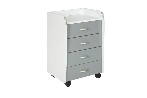 Printi Kommode Rollcontainer 6 Schubladen, 4 Rollen (inkl. 2 mit Stopper) Weiss, Grau.