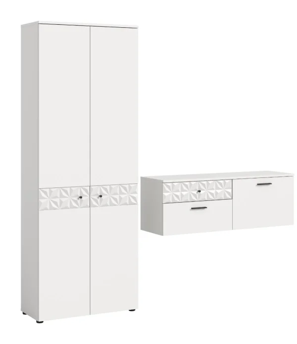 Prisma Garderobenmöbel Set P4 Weiß.